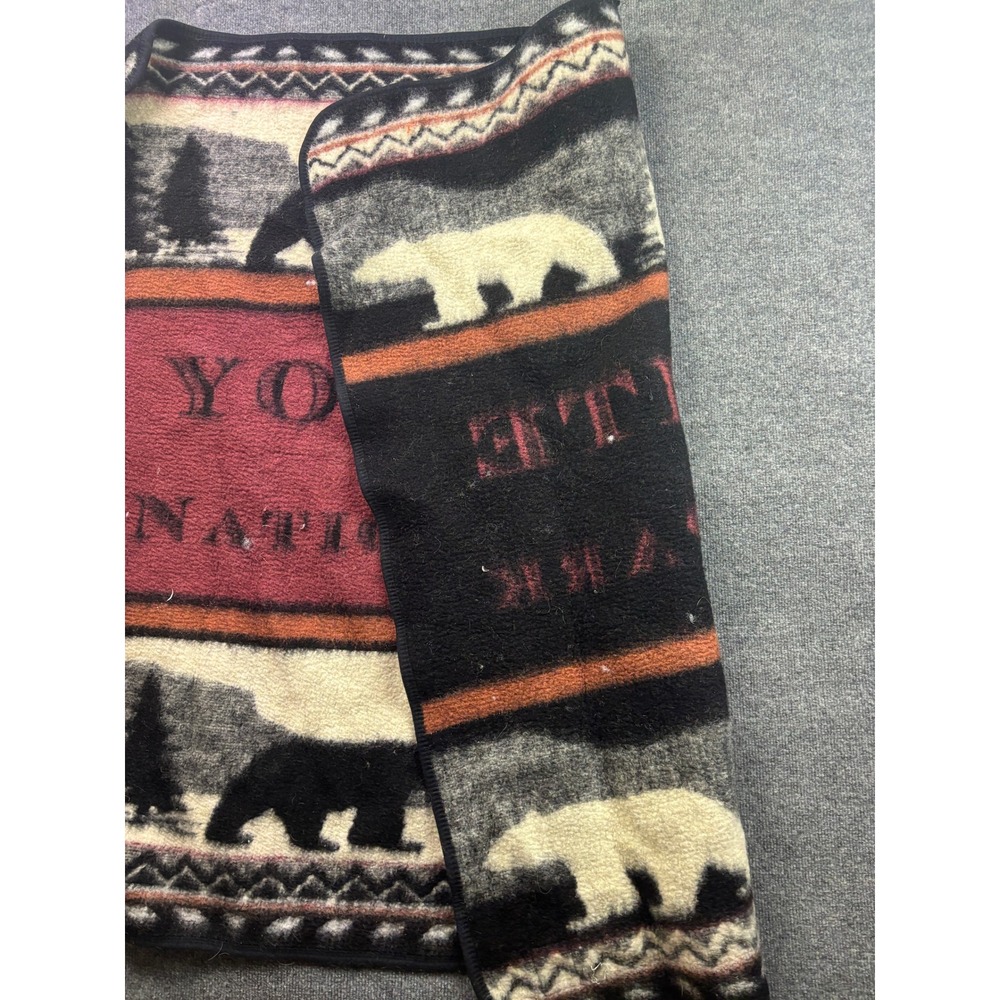 Earth Ragz Yosemite National Park Blanket Unisex OS Burgundy Bear Fleece Throw - Picture 6 of 6